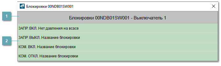 Окно Блокировки