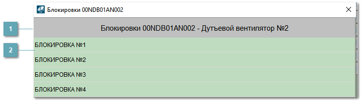 Окно Блокировки