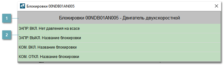 Окно Блокировки