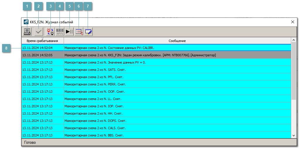Окно Журнал событий