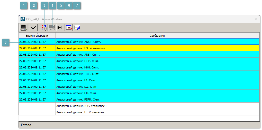 Окно Журнал событий