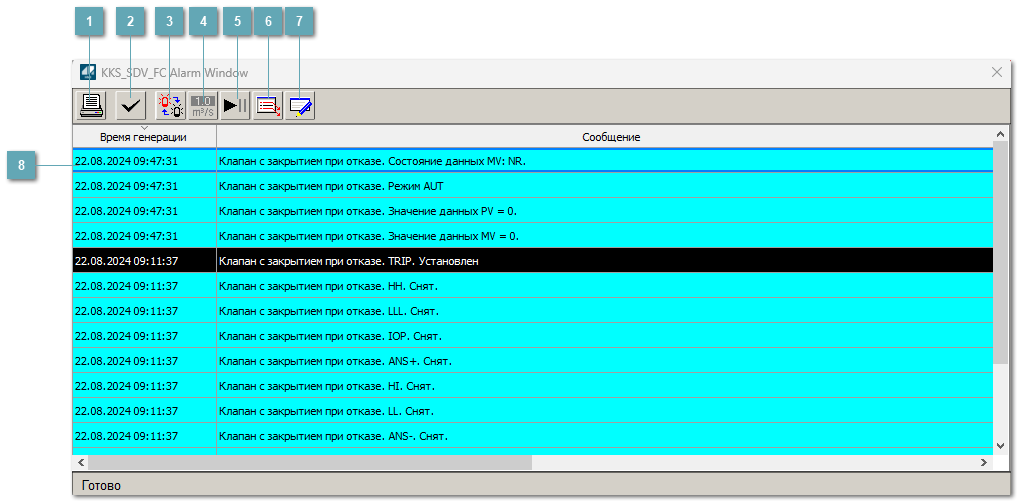 Окно Журнал событий