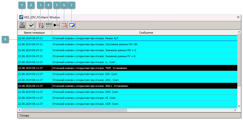 Окно Журнал событий