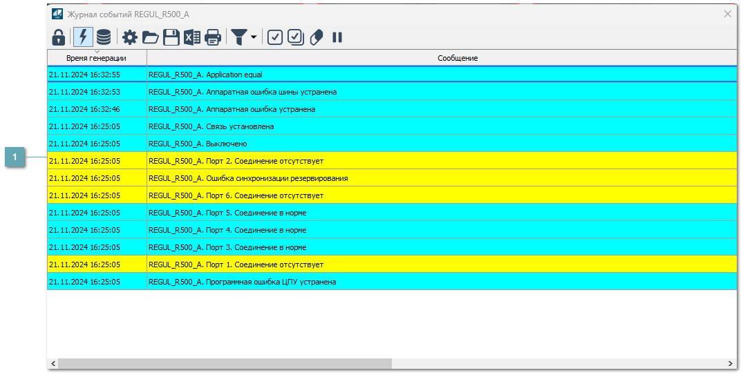 5.3.3.7. Окно Журнал событий