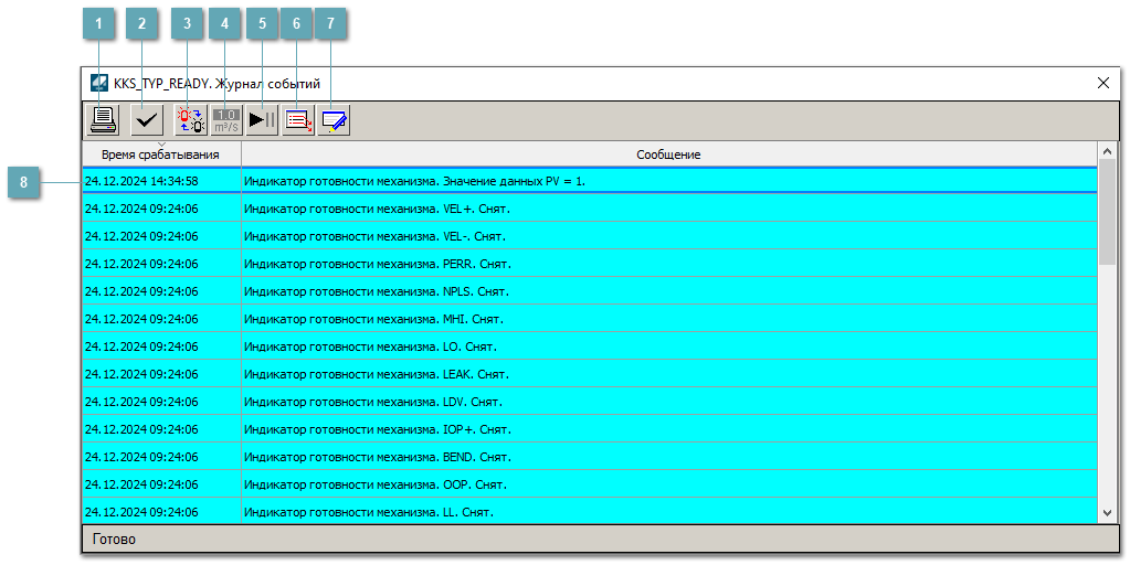 Окно Журнал событий