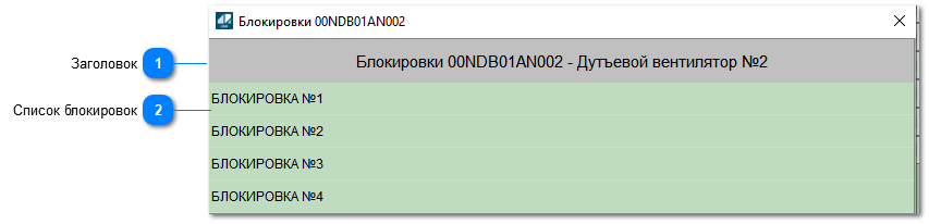 Окно Блокировки